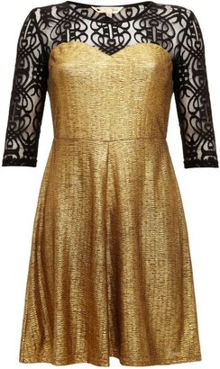 Yumi Gold and lace sweetheart dress