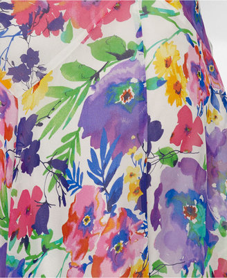 Lauren Ralph Lauren Sleeveless Floral-Print A-Line Silk Dress