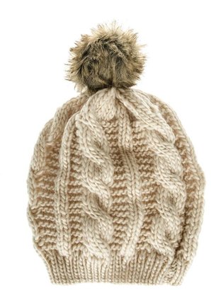 Quiz Cream Knitted Pom Pom Hat