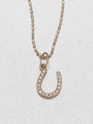 Sydney Evan Diamond & 14K Yellow Gold Tilted Horseshoe Necklace
