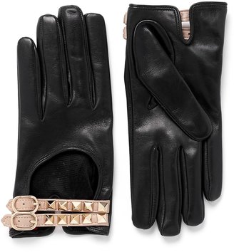 Valentino 'Rockstud' double strap short leather gloves