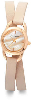 Anne Klein Double Wrap Leather Watch
