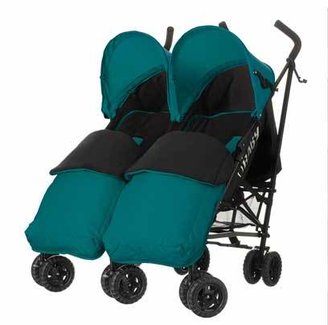 O Baby Obaby Apollo Twin Stroller - Turquoise with Turq Footmuffs.