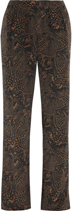 Issa Printed silk crepe de chine wide-leg pants