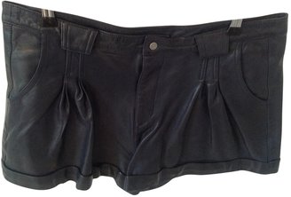 American Retro Blue Leather Shorts