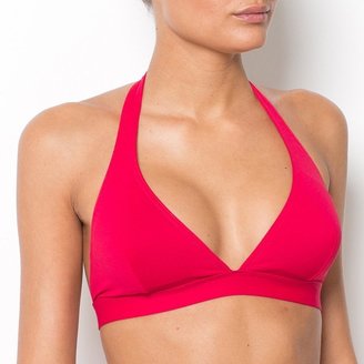 La Redoute R essentiel Mix and Match Plain Halter-Neck Triangle Bikini Top- red- 32B, red