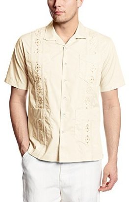 Havanera Men's Short Sleeve Guayabera Shirt, Ivory, Large