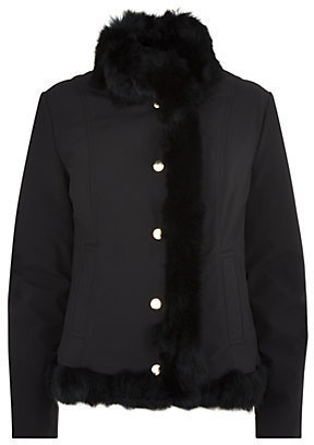 Love Moschino Rabbit Fur Trimmed Padded Jacket