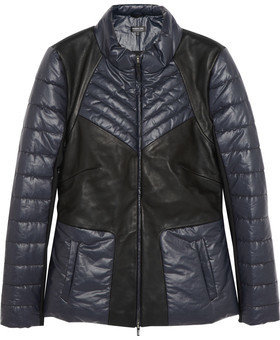 Leon Francis Leather And Quilted Shell Jacket