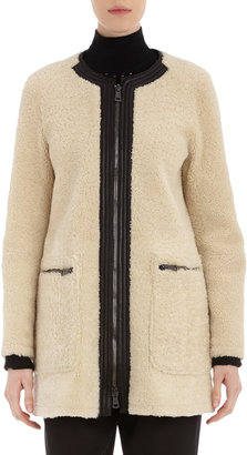 Chloé Leather-Trim Shearling Coat