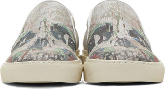Alexander McQueen Grey Eriscreen Skull Slip-On Shoes