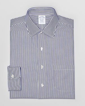 Brooks Brothers Broadcloth Bengal Stripe Non-Iron Dress Shirt - Regent Fit