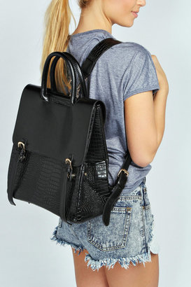 boohoo Lucy Back Pack And Top Handle Mock Croc Bag
