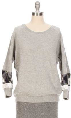 Clu 3d Plaid Detail Crop Sleeve Sweatshirt