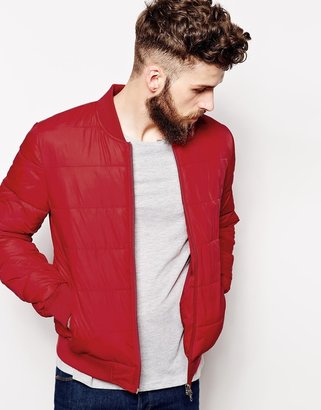 ASOS Quilted Bomber Jacket - Red