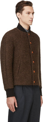 Kolor Brown Bouclé Knit Bomber Jacket