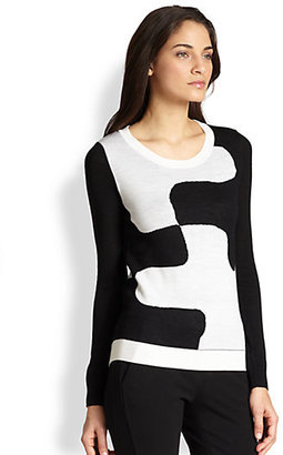 Diane von Furstenberg Daphne Wool & Cotton Puzzle-Print Sweater