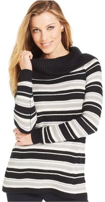 Charter Club Petite Printed Cowl-Neck Sweater