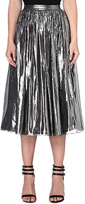 Alice + Olivia Lizzie pleated metallic skirt