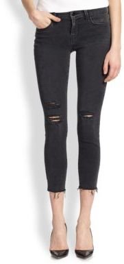 J Brand Photo-Ready Distressed Cropped Skinny Jeans