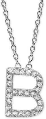 Crislu Platinum Over Sterling Silver Cubic Zirconia "B" Initial Pendant Necklace (1/10 ct. t.w.)