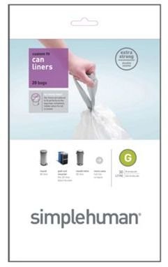 Simplehuman Pack of 20 white 30 litre bin liners