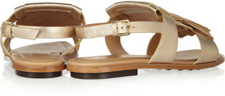 Tod's Fringed metallic leather sandals