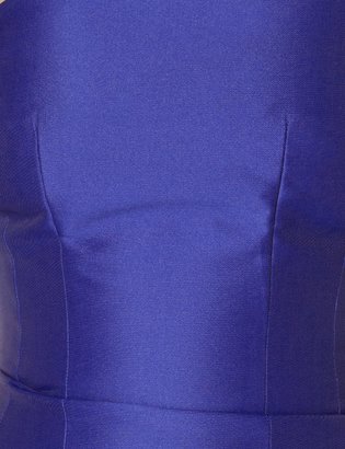 Carven Cobalt Satin Off The Shoulder Dress