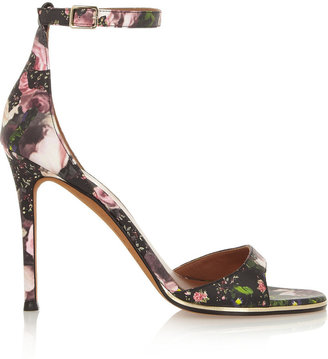 Givenchy Floral-Print Leather Sandals