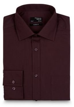 Thomas Nash Wine plain extra long regular fit shirt