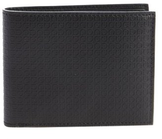 Ferragamo black logo embossed leather bi-fold wallet