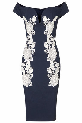 Rare **Navy Bodycon Dress with Lace