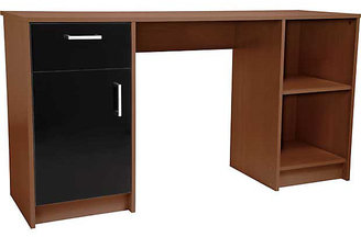 Caspian Double Pedestal Desk - Walnut and Black Gloss.