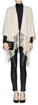 Nobrand Suede leather fringe shawl