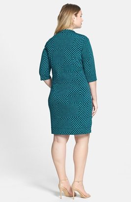 Donna Ricco Print Knot Front Jersey Dress (Plus Size)