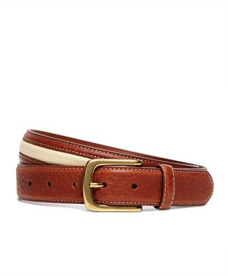 Brooks Brothers Leather With Canvas Inlay Belt