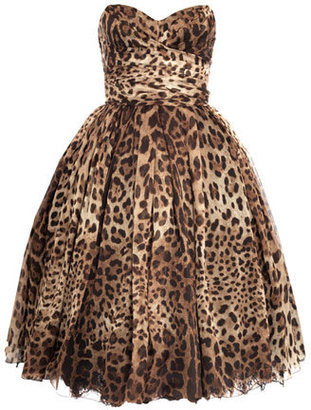 Dolce & Gabbana Strapless leopard-print dress