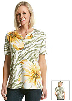 Alfred Dunner Animal & Floral Print T-Shirt