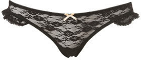 Topshop Womens Lace Side Frill Thong - Black