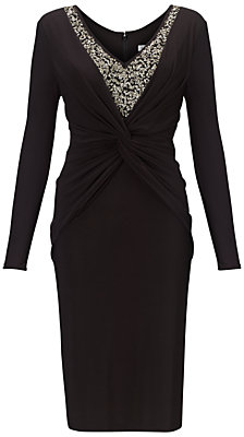 Gina Bacconi Sequin Jersey Dress, Black/Gold
