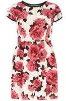 Dorothy Perkins Womens Petite Floral Waffle Dress- Pink