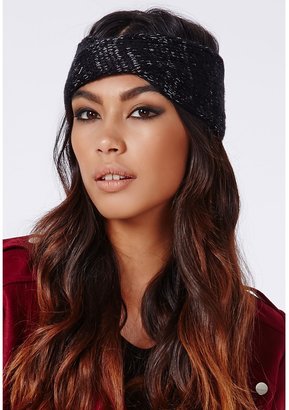 Missguided Aline Knitted Glitter Headband Black