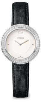 Fendi My Way Stainless Steel, Fox Fur & Leather Strap Watch