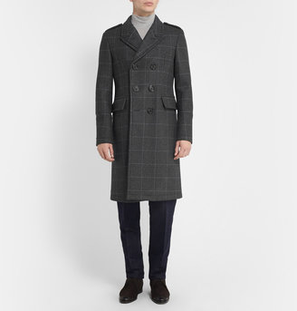 Burberry Slim-Fit Prince Of Wales Check Wool and Cashmere-Blend Overcoat