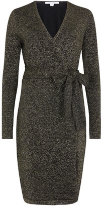 Diane von Furstenberg Metallic wool blend wrap dress