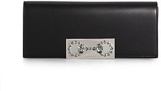 Gucci Broadway Leather Evening Clutch with Crystal Horsebit