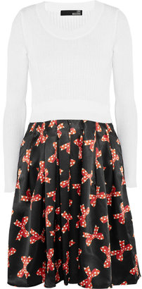 Love Moschino Stretch-cotton and printed satin dress