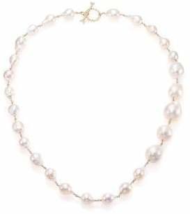 Mizuki 17MM White Baroque Akoya Pearl, Diamond & 14K Yellow Gold Graduated Necklace