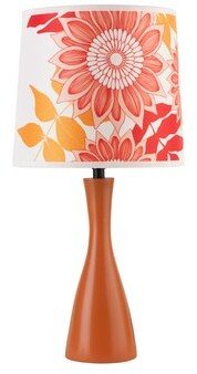 Lights Up! Oscar Boudoir 18" Table Lamp Base Finish: Carrot, Shade Color: White Linen