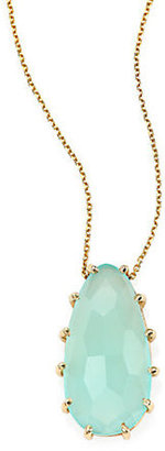 Suzanne Kalan Blue Chalcedony, Diamond & 14K Yellow Gold Pear Pendant Necklace